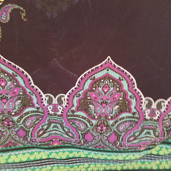 Maxi Aztec Dress Alyn Paige medium ladies Colorful Black Blue Long V neck open - Picture 3 of 13